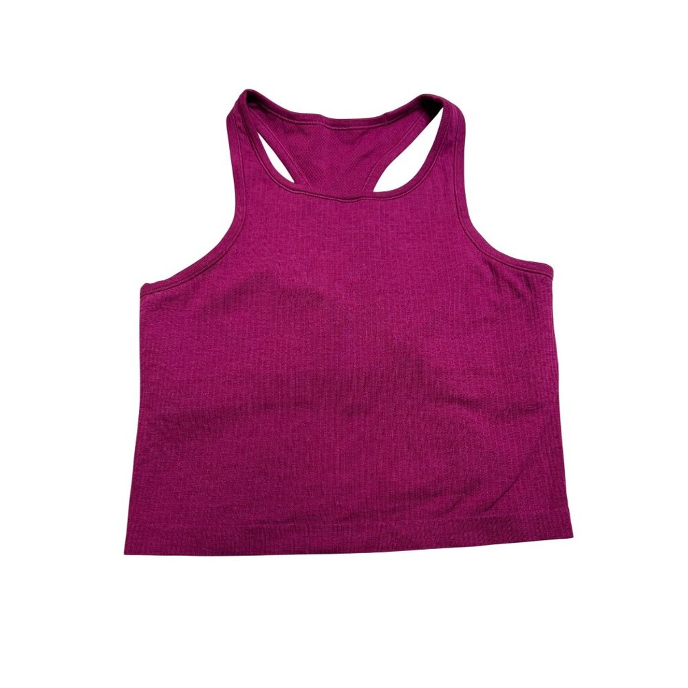 Lululemon Ebb to Street Cropped Racerback Ribbed Tank Top Purple-sz 10 - Picture 1 of 8